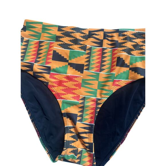 Regalia Swim African Kente Print High-Waisted Medium Bikini - Picture 2 of 5